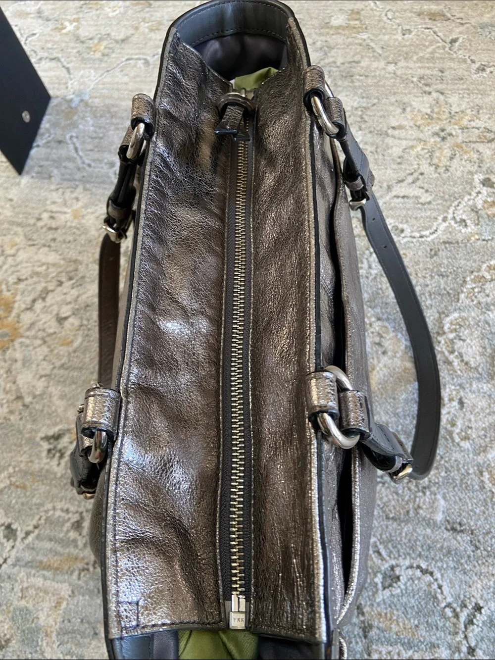 Coach 2011 Metallic Pewter Leather Gallery Tote Bag (F17721)